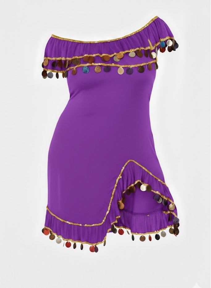 Alexandrian Oriental Galabeya, purple , one size for women - Image 3